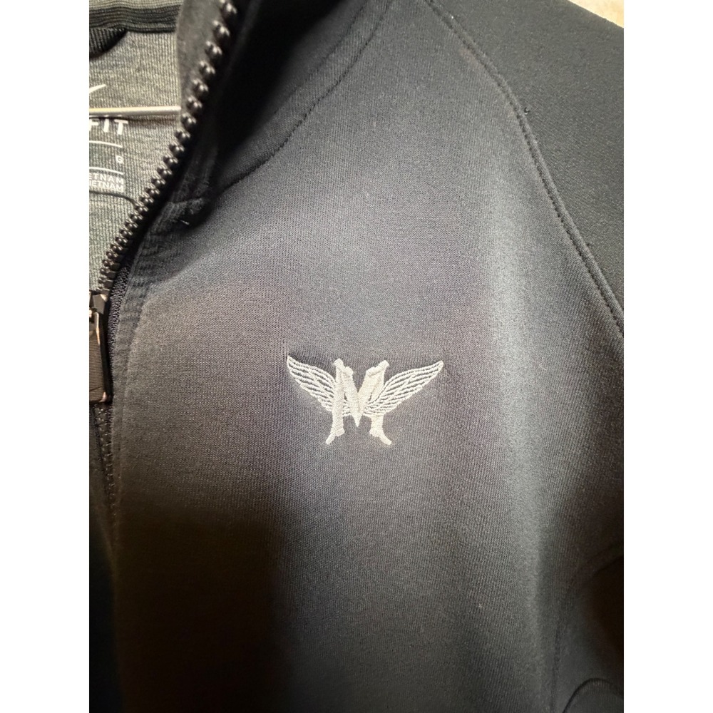 Nike Dri-FIT Mens Full Zip Hoodie Black Winged M Logo Jacket Size Large